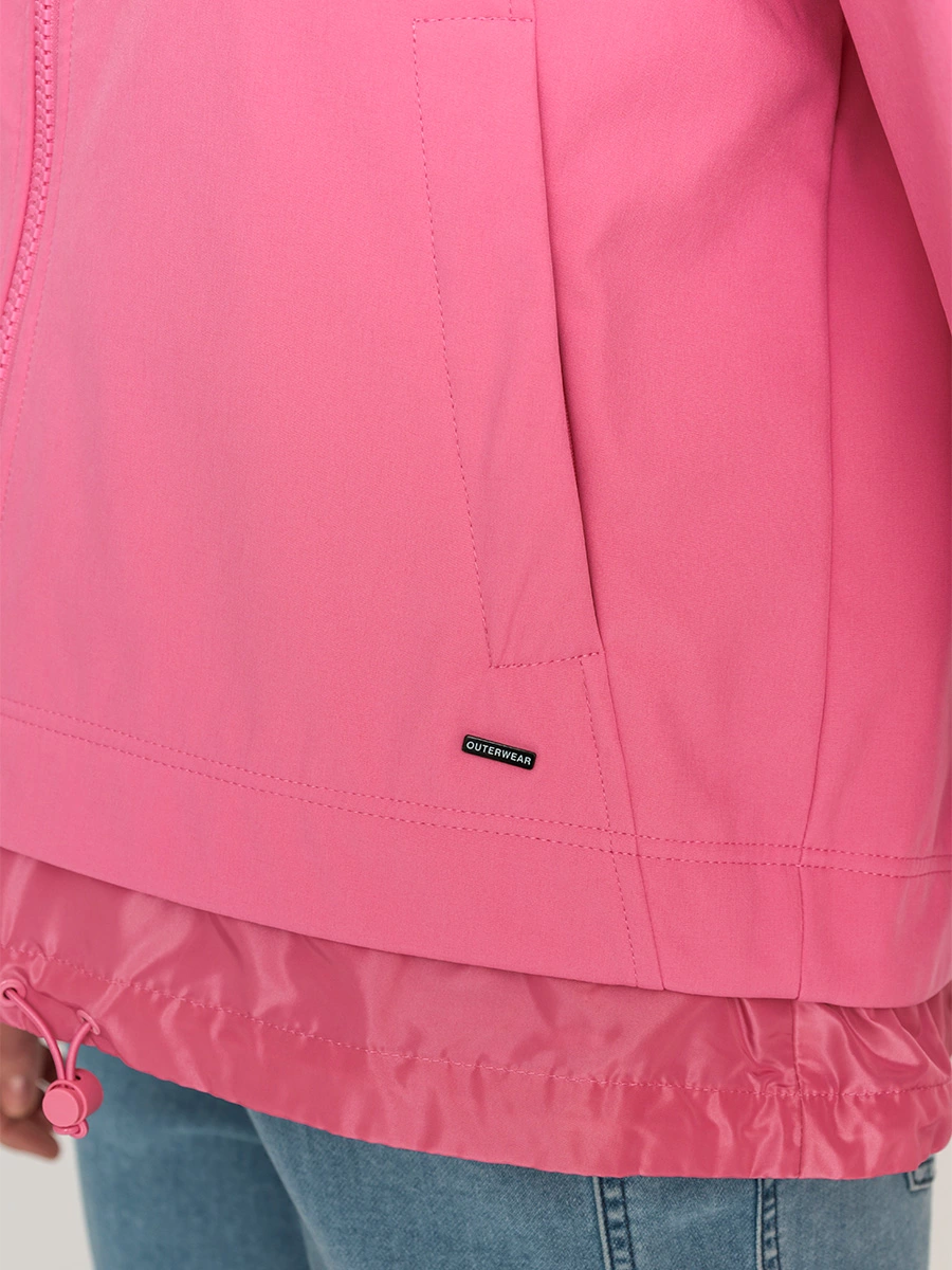 Куртка укороченная розового цвета с капюшоном